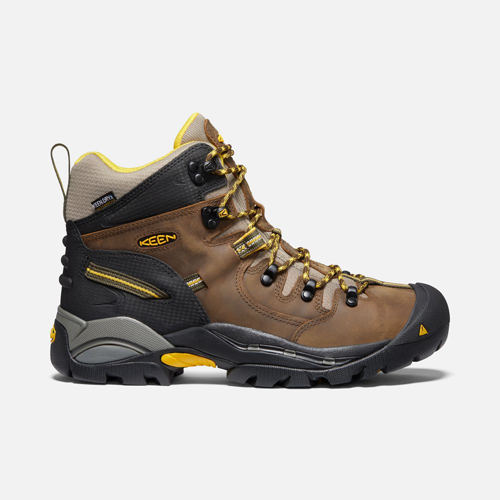 Keen Trekking Bot Erkek Kahverengi/Siyah - Pittsburgh 6" (Steel Toe) - Türkiye KFRS76428